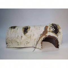 NEW Artificial Birch Log Reptile Hide, Medium Sleeping Cave 6.8×4.5x3in for Geck