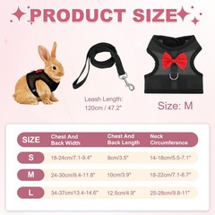 Rabbit Harness and Leash Small Pet Cute Vest Harness Leash M Black