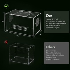 Acrylic Tarantula Enclosure, Jumping Spider Medium (12″×7″×7″), Horizontal