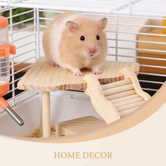 Wooden Hamster Cage Platform: Small Animal Rest Area with Ladder – Natural Wood
