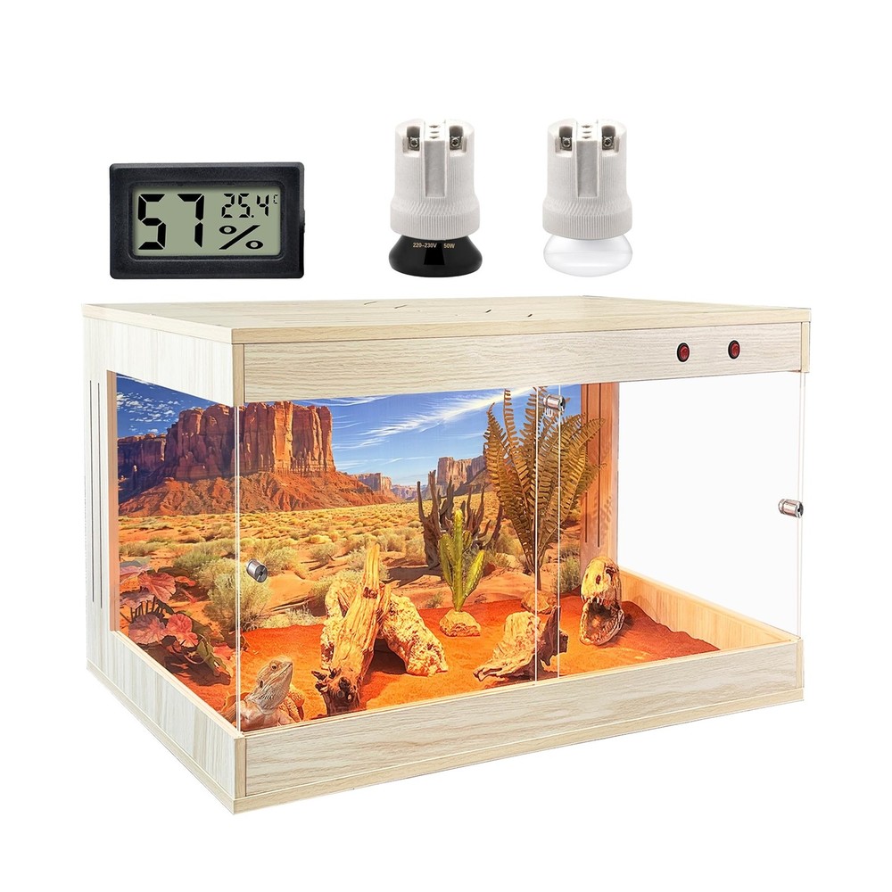 ROYXEN Reptile Tank, 30 Gallons Reptile Enclosure with Lockable Design, Tempe…