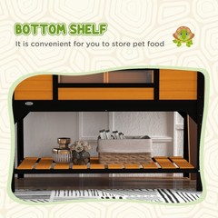 Tortoise Habitat Enclosure w/ Lamp Holder Storage Shelf Dual Houses Openable Lid
