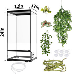 15 Gallon Tall Reptile Glass Tank 12″X12″X24″ with Drainage System – Pre-Assembl