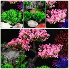 Aquarium Decor Artificial Plants Tree Set: 11.4 Inch Plastic Plants for 10-50…