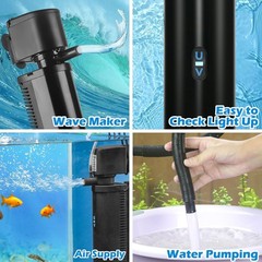 Aquarium Filter U-V w/Scientific 3,6,12,24H Timer 200GPH for 20-75Gal Fish Tu…