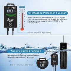 AQQA Aquarium Heater,300W 500W 800W 1000W 1200W Fish Tank Heater,59℉-93