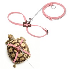 Tortoise Leash Harness with Bell, ( Leather, Small, Pink )