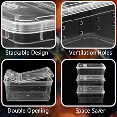 6 Pack Mini Jumping Spider Enclosures, Portable Breeding Box, Clear Plastic