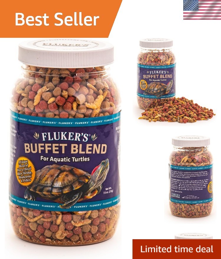 Buffet Blend Aquatic Turtle Food 7.5oz – Freeze-Dried Shrimp & Mealworms