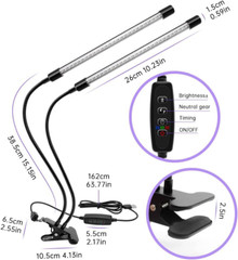 inShareplus LED UV Lamp Dual Head with USB, 20W Dimmable Two head, Purple