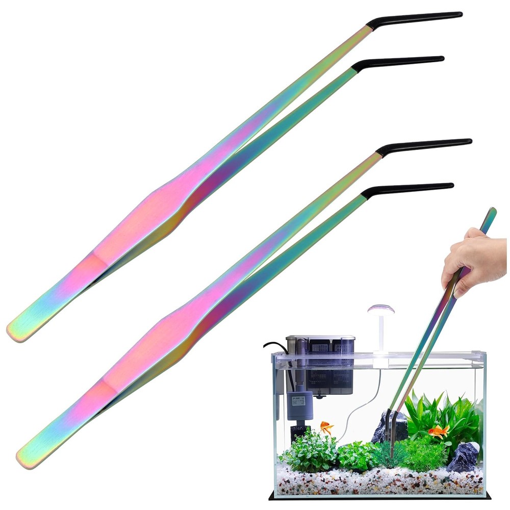 OLIISS Reptile Feeding Tongs with Rubber Tip – 15″ Extra Long Tweezers for Aq…