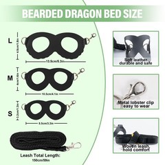Bearded Dragon Soft Bed with 3Pcs Reptiles Harness and Leash Set, Reptile Was…