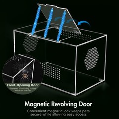 Acrylic Tarantula Enclosure, Jumping Spider Medium (12″×7″×7″), Horizontal