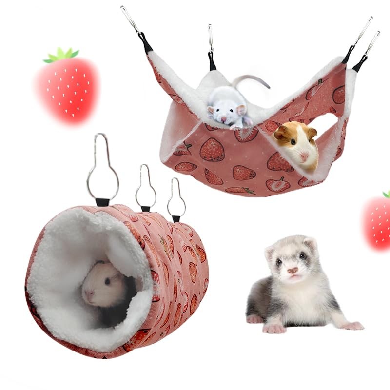 Rat Ferret Hammock Toys Cage Accessories, Guinea Pig Hideout Tunnel, Warm Bed…