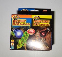Zoo Med Blue Daylight & Red Nightlight Reptile Heat Light Bulb Combo Pack 60w