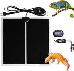 MQ Reptile Terrarium Heat Pad with LCD Digital Aquarium Thermometer, 5.5 X 6In P