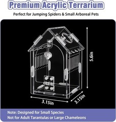 Jumping Spider Enclosure Kit Acrylic Terrarium for Tarantulas, Reptiles & Pra…