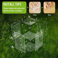 2 in 1 Customizable Acrylic Terrarium for Jumping Spiders and More, 12”x8”x8”