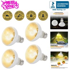 4-Pk 100W Reptile Heat Lamp Bulbs UVA Daylight Basking Light Bulbs for Reptiles