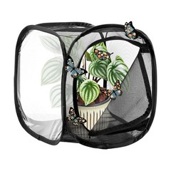 Outdoor Butterfly Habitat Cage Terrarium [Black with Black, 12 x 12 x 12 Inch]
