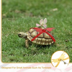 Tortoise Leash Harness with Bell Wings, ( Leather, Small, Pink/Bright Red )