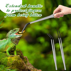 2 Pcs Extra Long Stainless Steel Reptile Feeding Tongs with Rubber Tip 15 Inc…