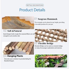Bearded Dragon Tank Accessories Reptile Mat Bridge Hammock Jungle Climbing Vines