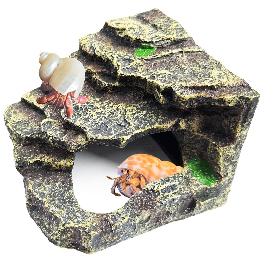 Hermit Crab Climbing Steps and Hideout Resin Simulation Rock Reptile Hides an…
