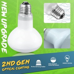 100W Reptile Heat Lamp Bulbs 2 Pack – UVA Basking Light for Bearded Dragons, Liz