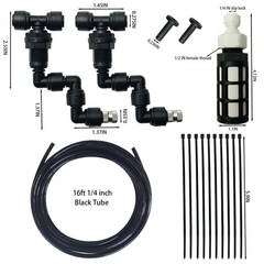 2 PCS Adjustable Reptile Mister Nozzles 16 Ft 1/4 Inch Tube Terrarium Black
