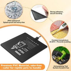 USB Reptile Heat Pad, 6″X8″ 8W Heat Mat for Reptiles, Reptile Heating Pad Und…