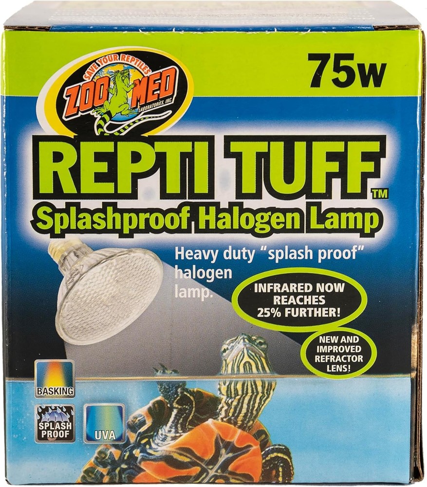 Zoo Med Repti Tuff Splashproof Halogen Lamp 75-Watts 2,500-Hour Bulb Life 3-Pack