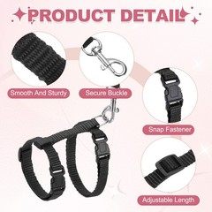 Rabbit Harness and Leash, Small Animal Harness( 2Pcs, Black)