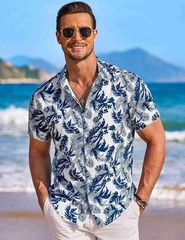 Coofandy Men’s Floral Hawaiian Short Sleeve Button Down Shirt
