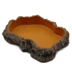 Reptile Water Dish Resin Rock Food Feeder Bowl Terrarium Decor M Orange
