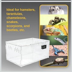 BETAZOOER Reptile Terrarium Tank Acrylic Reptile Feeding Box with Hygrometer
