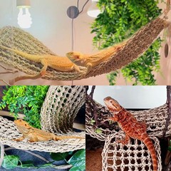 2Pcs Large Bearded Dragon Hammock,Lizard Lounger Natural Seagrass Fiber Hammo…