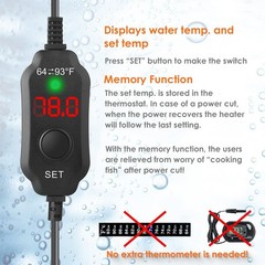 50W Compact Aquarium Heater for 5-10 Gallon Tanks | Super Short Submersible F…