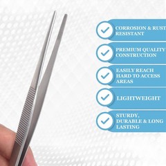 A2Z-2 Pcs Flat Tip Blunt Serrated Tip Tweezers Feeding Tongs Stainless Steel …