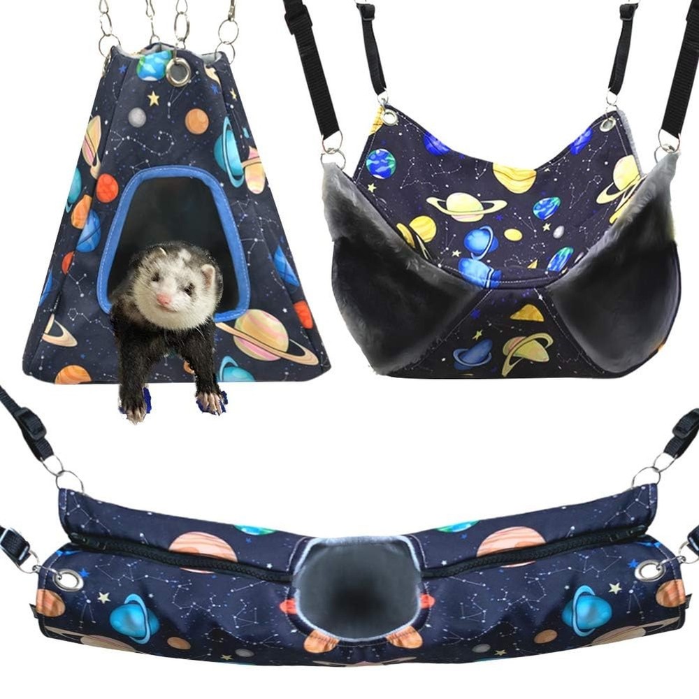 Ferret Rat Hammock Tent Hanging Tunnel Cage Accessories Set for Small Pets,Ca…