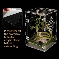 Acrylic Reptile Terrarium Easy Assembly Clear Secure 11.8×7.9×7.9 Inch Tank