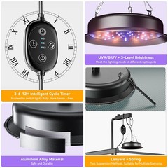 UVB Light for Reptiles, LED Reptile Light Fixture with Timer & Dimmable, Full…