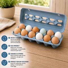 Cackle Hatchery Vented Paper Pulp Egg Cartons – Blue (12) 12