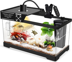 Aquatic Turtle Tank+Lamp+Filter Kit, Upgrade PC Turtle Tank Starter Kit with Adj