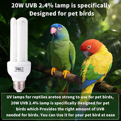 Bird Cage UVB Light Combo Kit, Avian Sun Lamp 2.4% UVB UVA 20W Compact Fluoresce