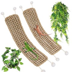2Pcs Large Bearded Dragon Hammock,Lizard Lounger Natural Seagrass Fiber Hammo…