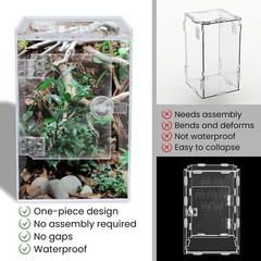 Tall Acrylic Arboreal Reptile & Insect Enclosure, 6x6x12in, Clear