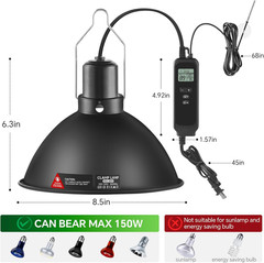 8.5 Inch Reptile Heat Lamp Fixture with Thermostat and Timer,Reptile Light Fixtu