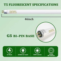 F54T5/865/HO 54 Watt 46 Inch T5 Fluorescent Tube Light Bulb, T5 54W Grow Ligh…