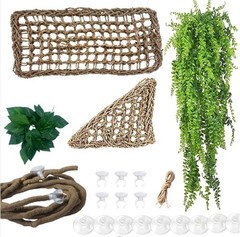 Bearded Dragon Hammock,Reptile Lounger Lizard Natural Seagrass Habitat Decor Rep